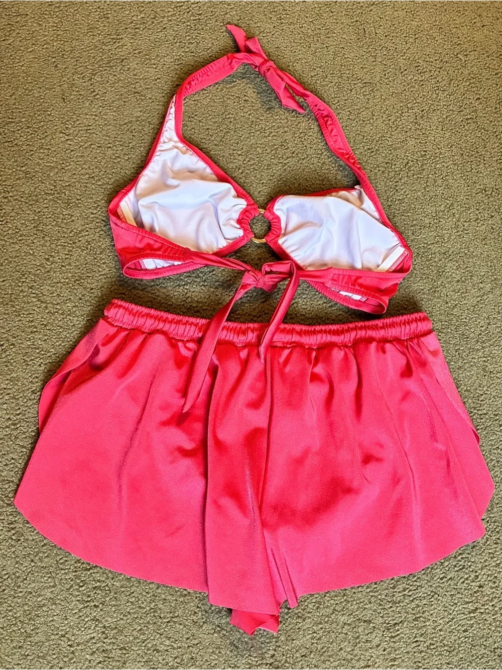 Women’s Venus Hot Pink Bikini Top C Cup Shorts Bottoms Size 8 Two Piece Swimsuit